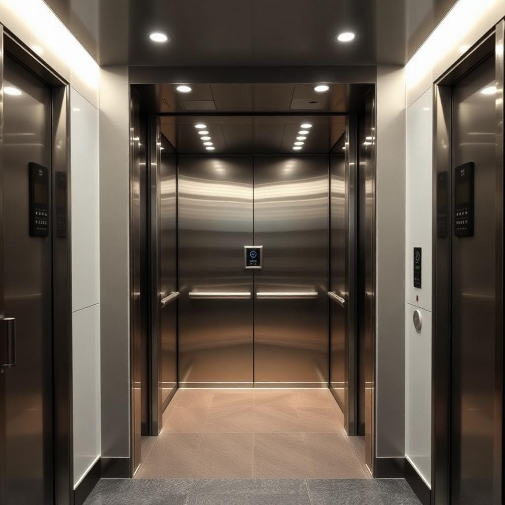 Interno cabina di un impianto elevatore moderno in un edificio residenziale